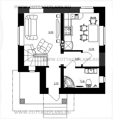 Поэтажные планы проект дома 14-42 общ. площадь 76,63 м2