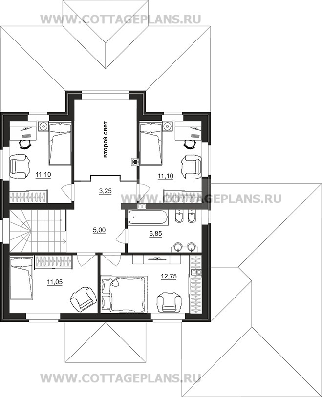 Поэтажные планы проект дома 77-09 общ. площадь 161,25 м2
