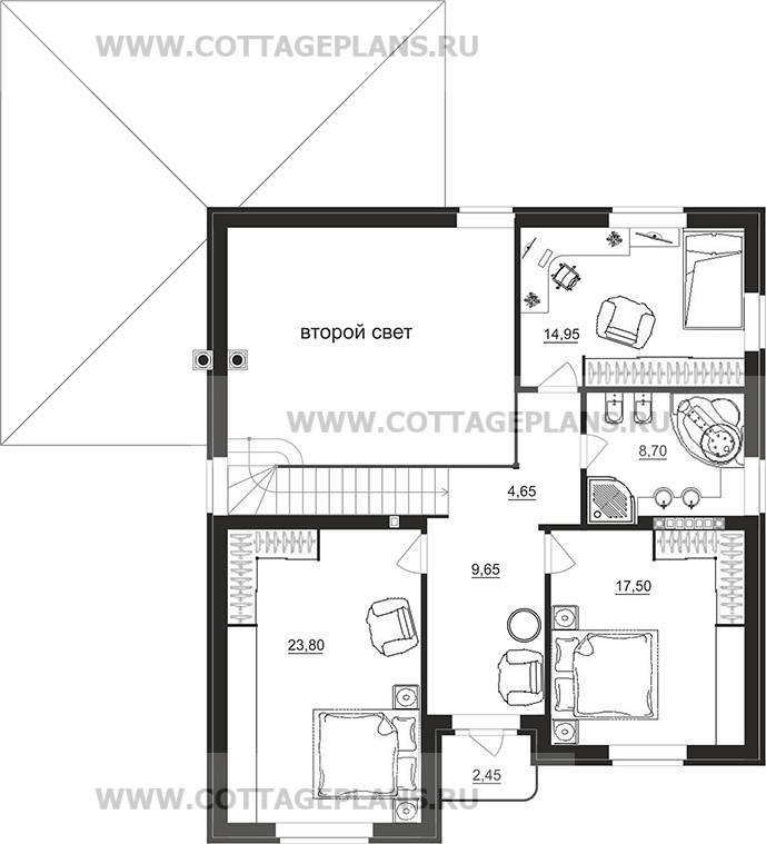 Поэтажные планы проект дома 95-14 общ. площадь 190,30 м2