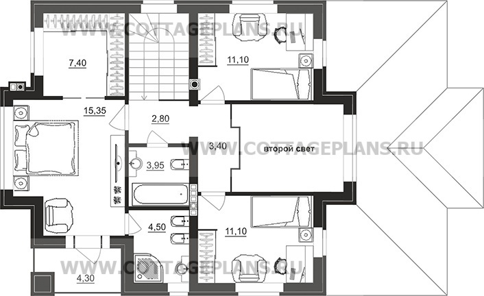 Поэтажные планы проект дома 200-44 общ. площадь 132,40 м2