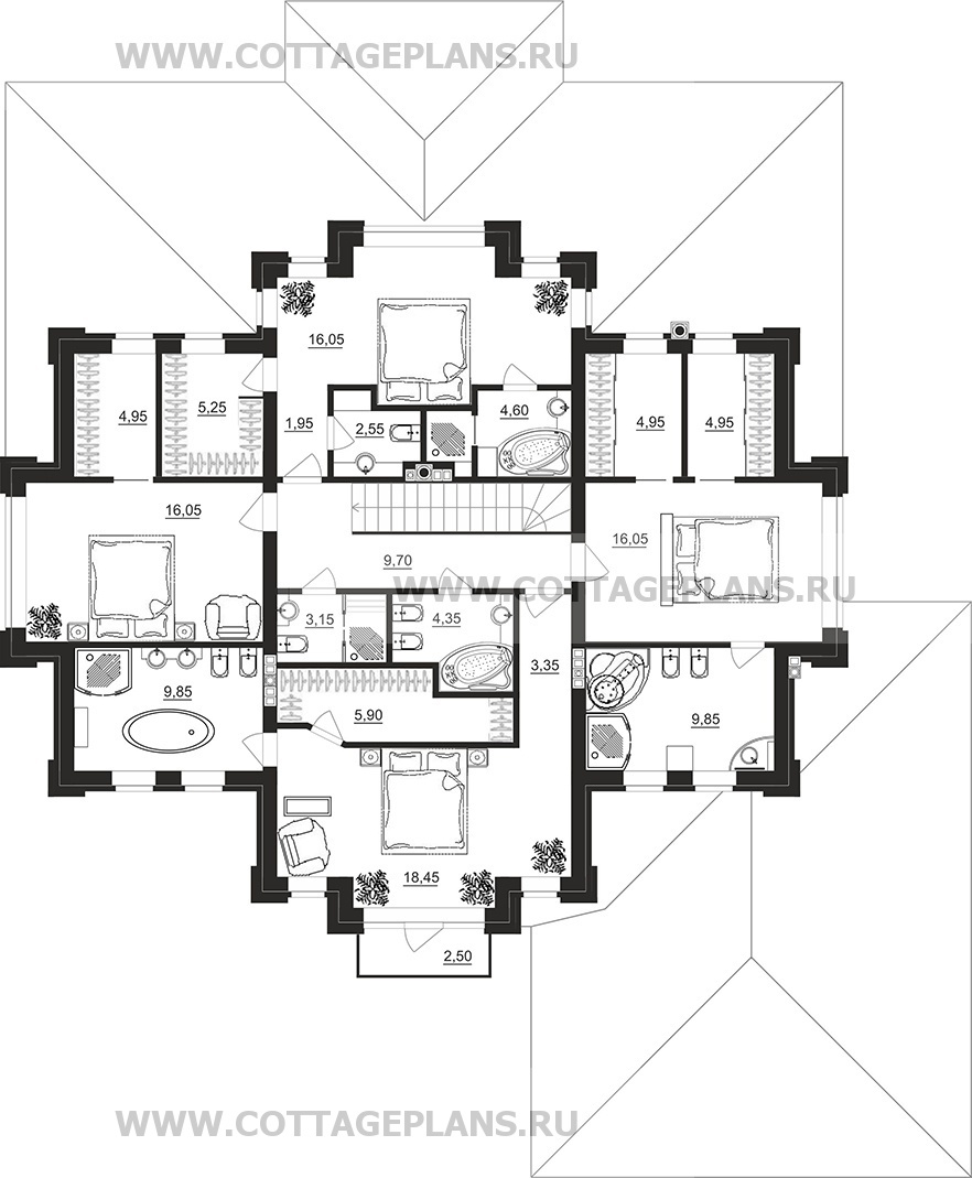 Поэтажные планы проект дома 202-20 общ. площадь 328,90 м2