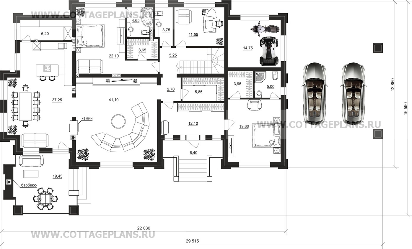 Поэтажные планы проект дома 203-67 общ. площадь 523,5 м2