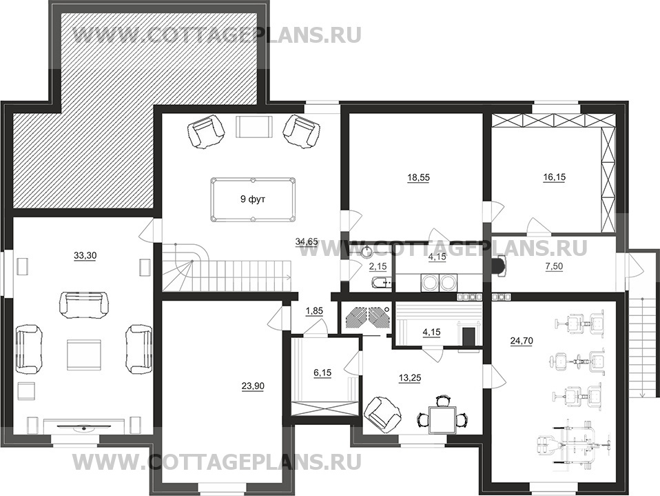 Поэтажные планы проект дома 91-25 общ. площадь 374,40 м2