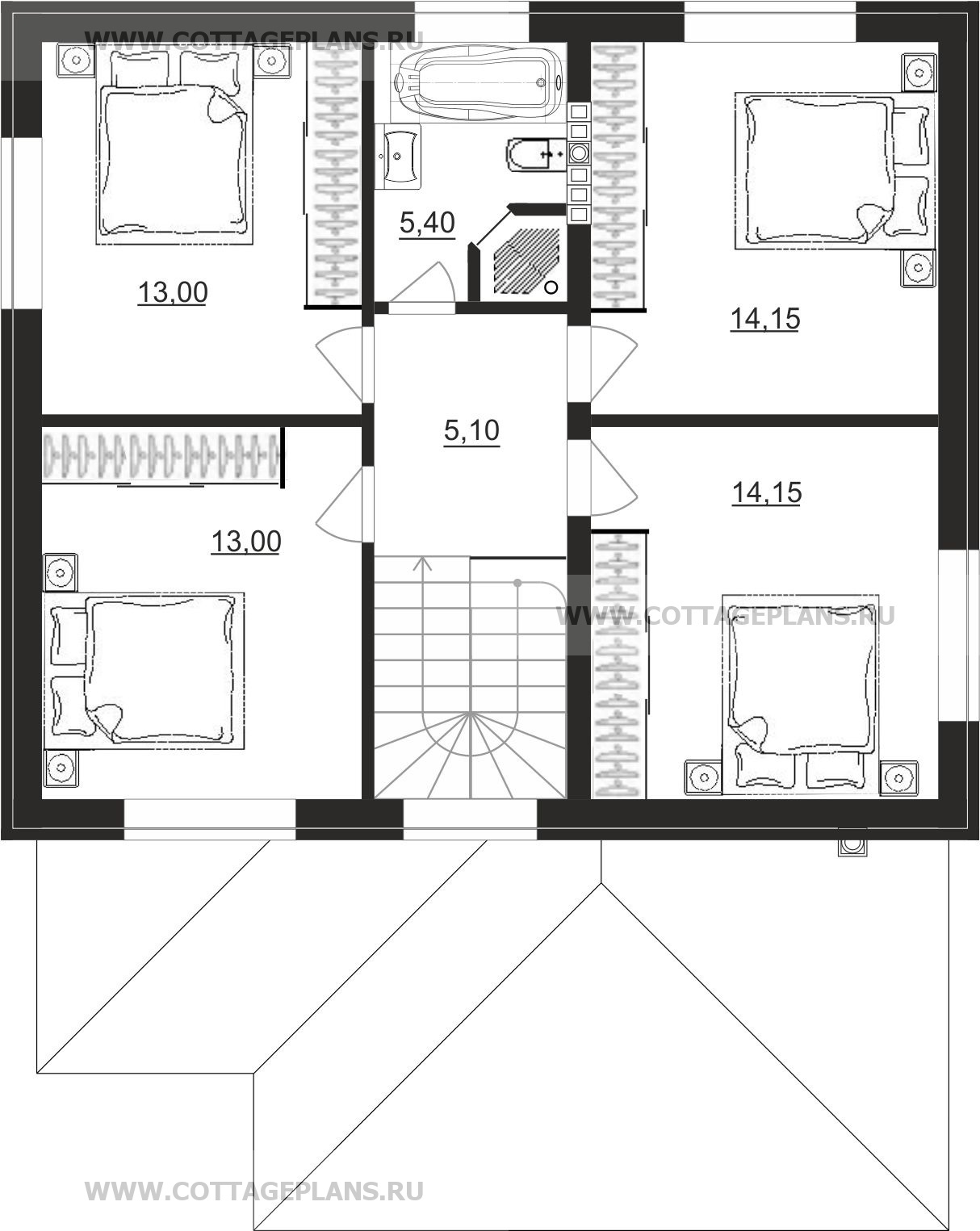 Поэтажные планы проект дома 104-98 общ. площадь 126,75 м2