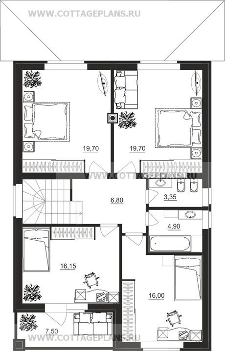 Поэтажные планы проект дома 22-59 общ. площадь 253,90 м2