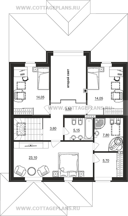 Поэтажные планы проект дома 100-01 общ. площадь 173,05 м2
