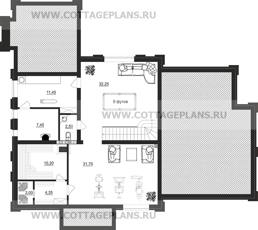 Поэтажные планы проект дома 105-29 общ. площадь 368,85 м2