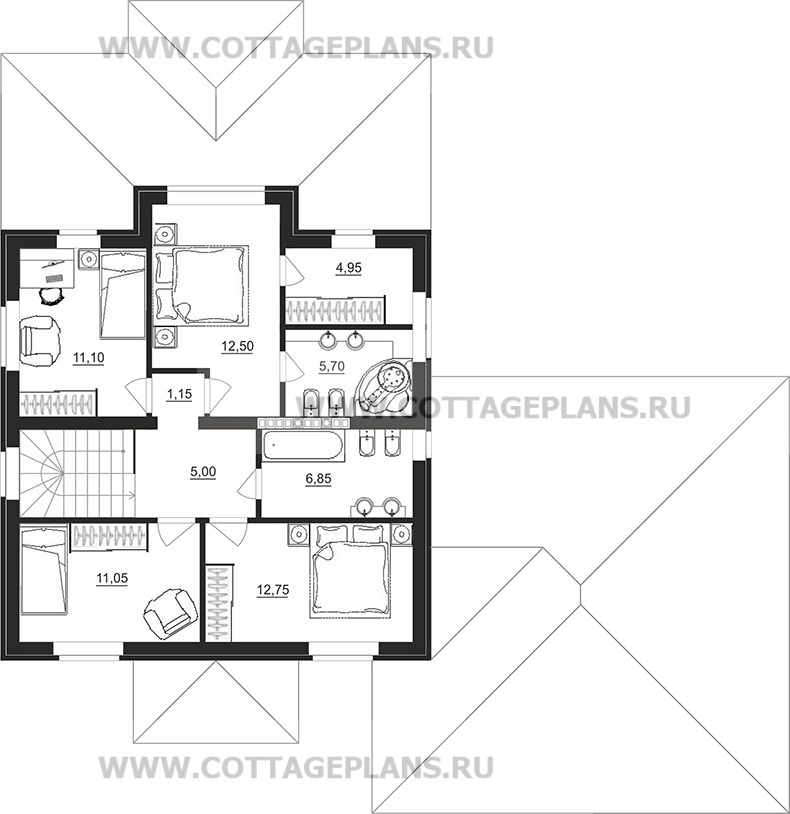 Поэтажные планы проект дома 71-75 общ. площадь 264,25м2