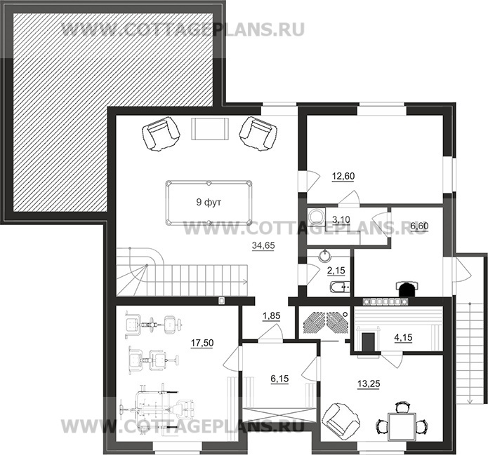 Поэтажные планы проект дома 76-22 общ. площадь 307,65 м2