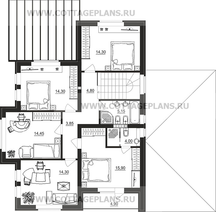 Поэтажные планы проект дома 77-53 общ. площадь 218,95 м2