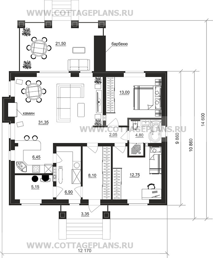 Поэтажные планы проект дома 900-57 общ. площадь 90,90м2