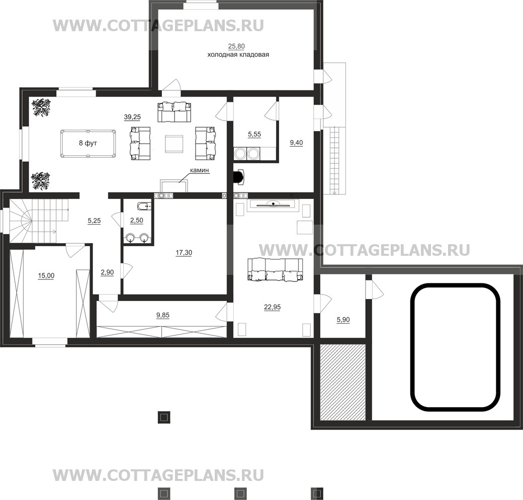 Поэтажные планы проект дома 17-42 общ. площадь 343,45 м2