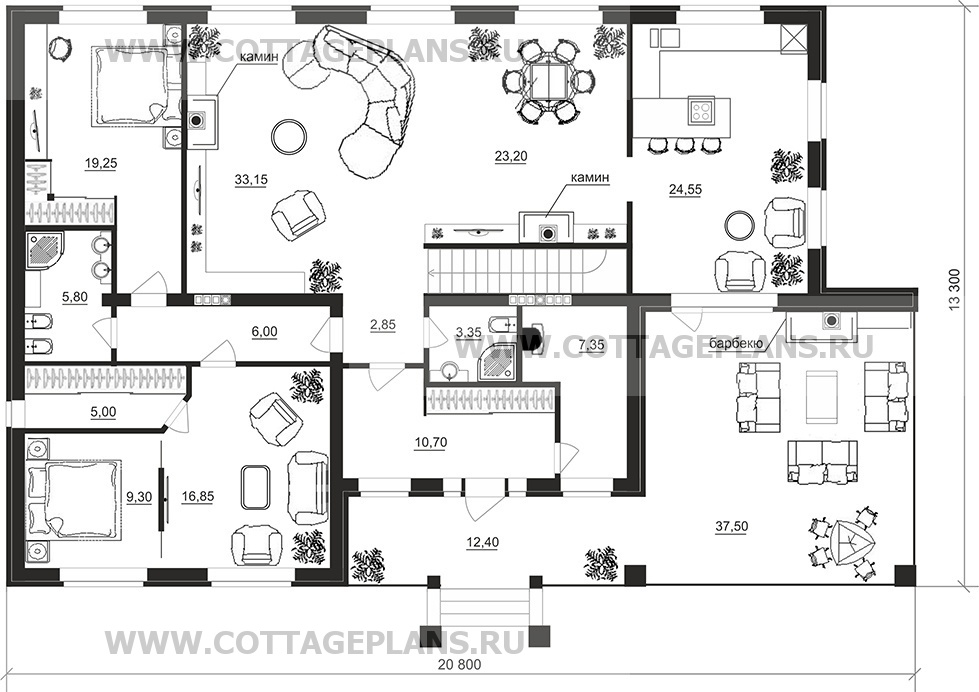 Поэтажные планы проект дома 08-14 общ. площадь 342,75 м2