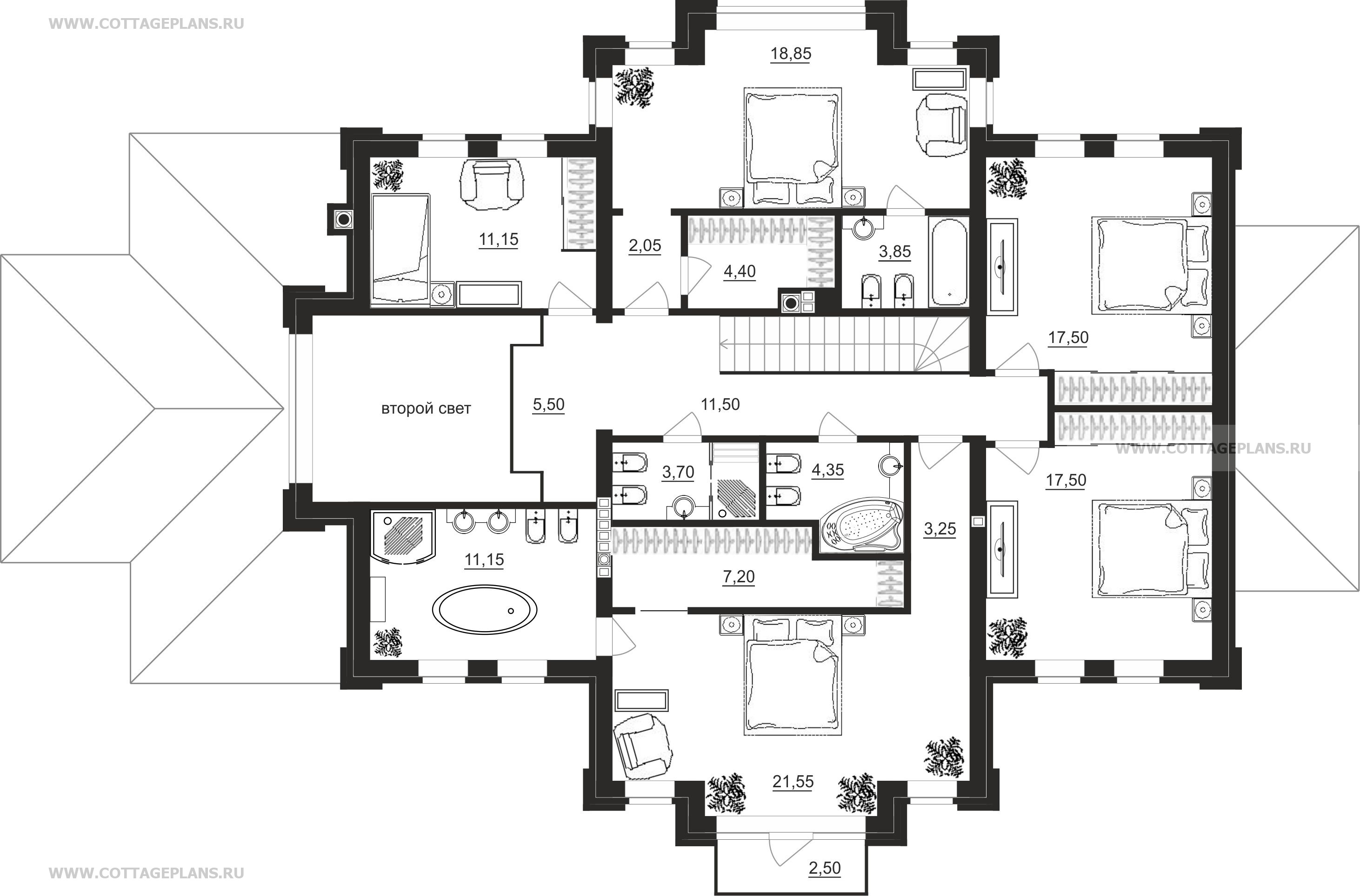 Поэтажные планы проект дома 200-34 общ. площадь 289,65 м2