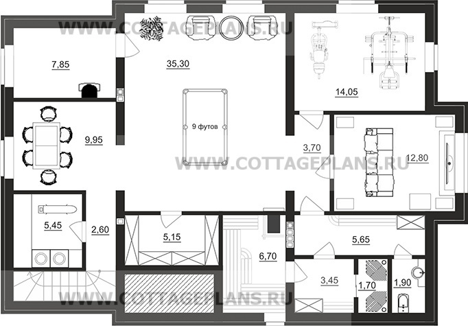 Поэтажные планы проект дома 91-52 общ. площадь 232,30 м2