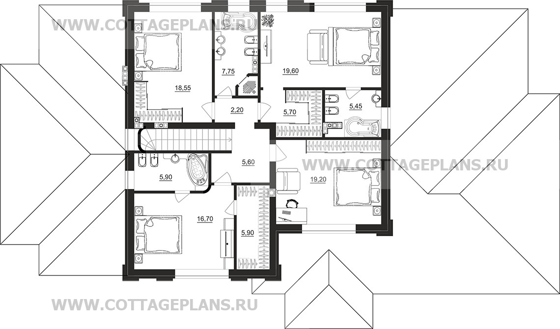 Поэтажные планы проект дома 205-42 общ. площадь 415,55 м2