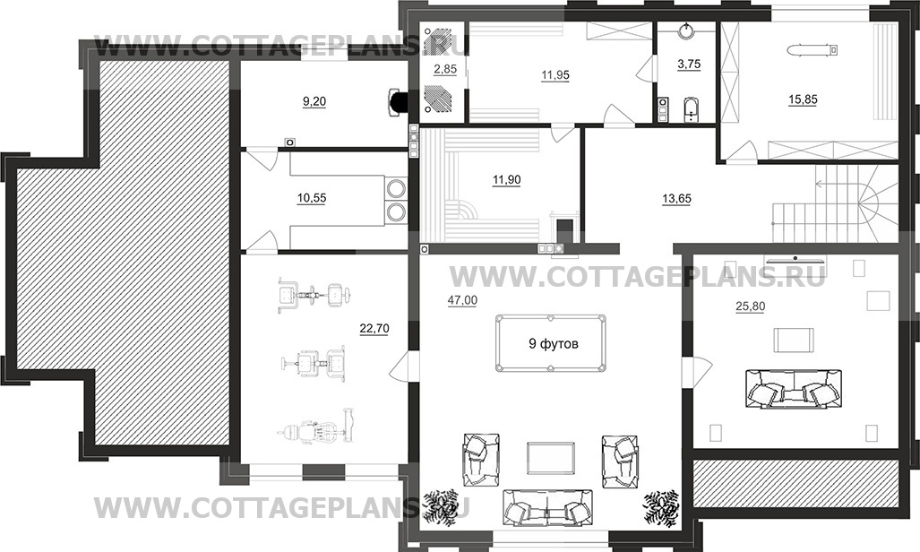 Поэтажные планы проект дома 203-56 общ. площадь 522,8 м2