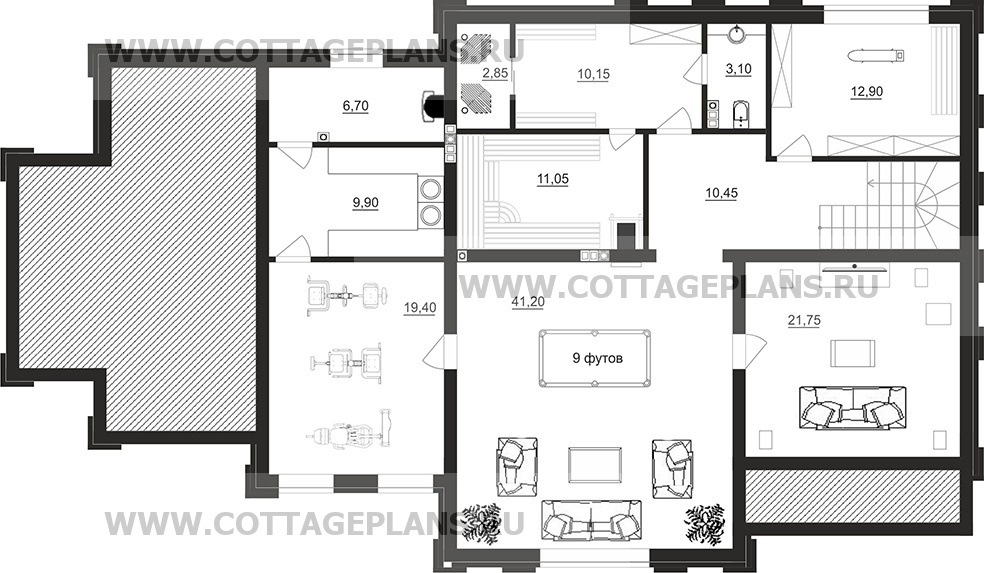 Поэтажные планы проект дома 203-55 общ. площадь 444,95 м2