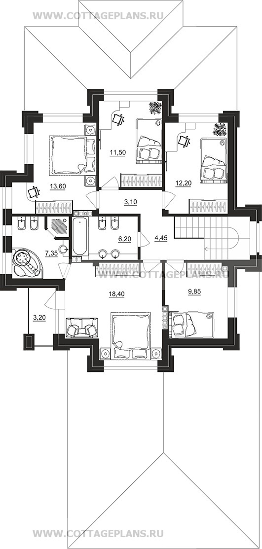 Поэтажные планы проект дома 201-84 общ. площадь 304,75 м2