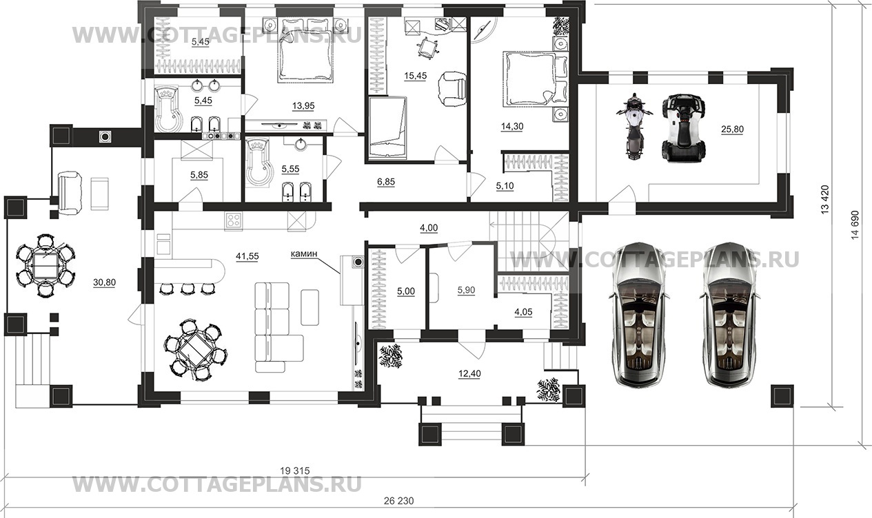 Поэтажные планы проект дома 91-69 общ. площадь 307,20 м2