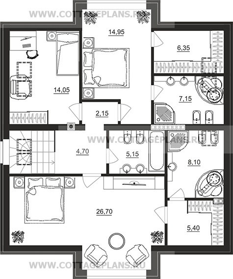 Поэтажные планы проект дома 74-87 общ. площадь 281,05 м2