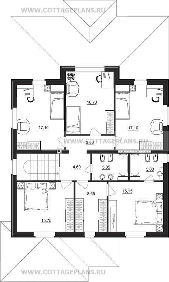 Поэтажные планы проект дома 93-66 общ. площадь 315,10м2