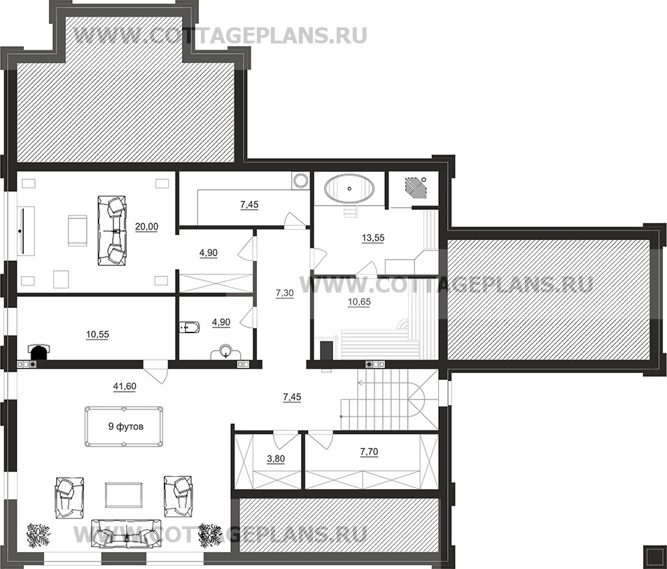 Поэтажные планы проект дома 28-63 общ. площадь 306,65 м2