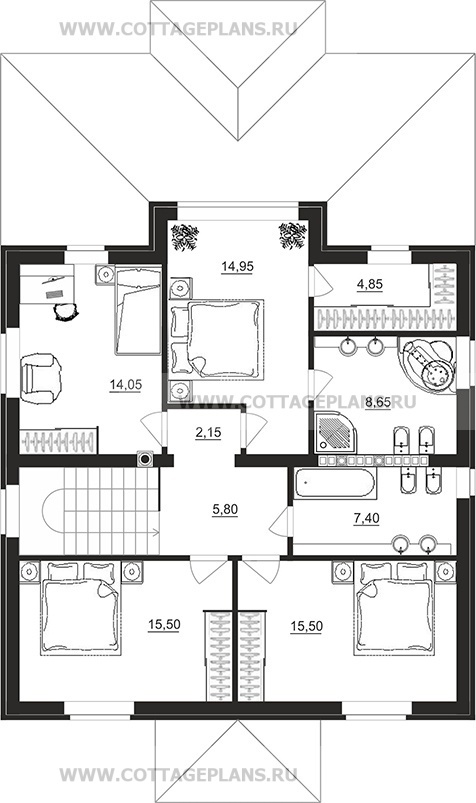 Поэтажные планы проект дома 93-57 общ. площадь 263,65 м2