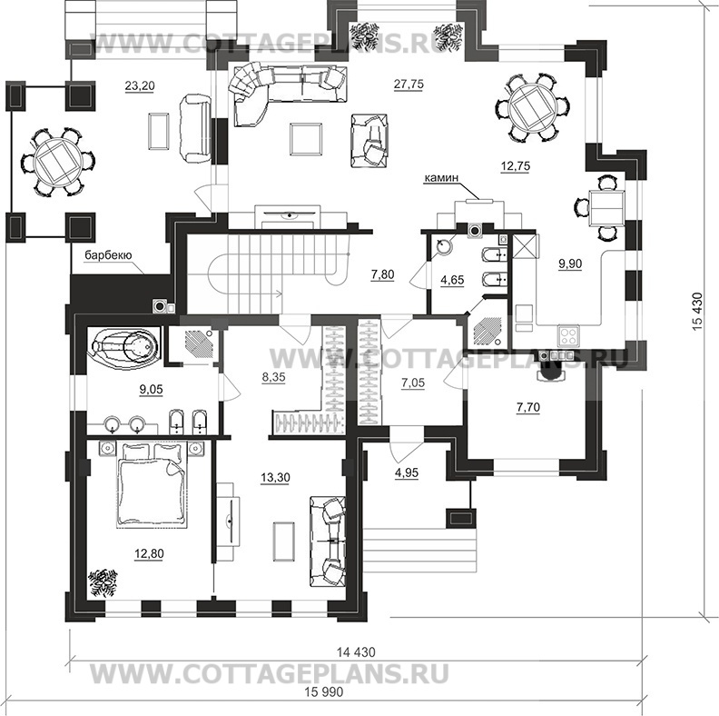 Поэтажные планы проект дома 202-03 общ. площадь 208,30 м2