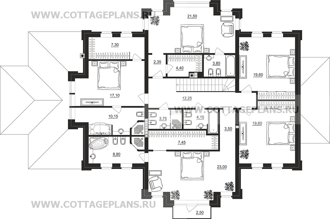Поэтажные планы проект дома 102-25 общ. площадь 330,60 м2