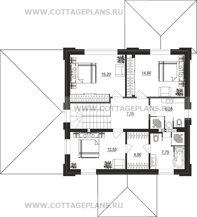 Поэтажные планы проект дома 206-50 общ. площадь 167,25м2