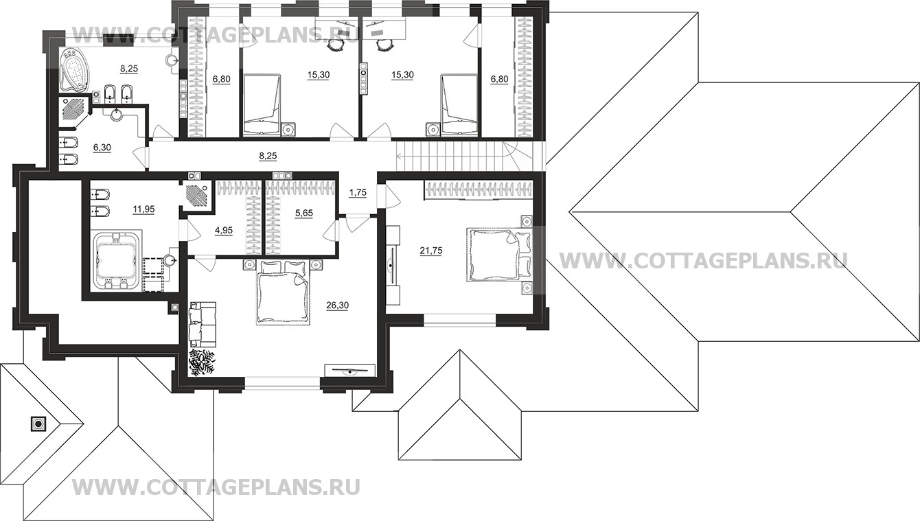Поэтажные планы проект дома 103-67 общ. площадь 523,5 м2
