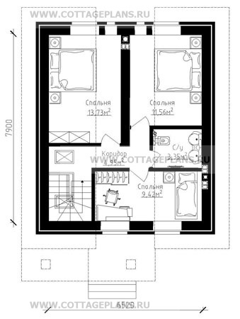 Поэтажные планы проект дома 14-22 общ. площадь 94,73 м2