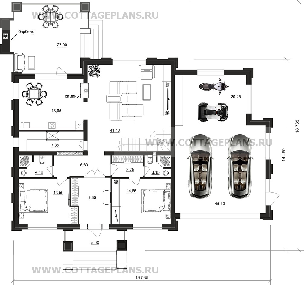 Поэтажные планы проект дома 203-91 общ. площадь 402,25 м2