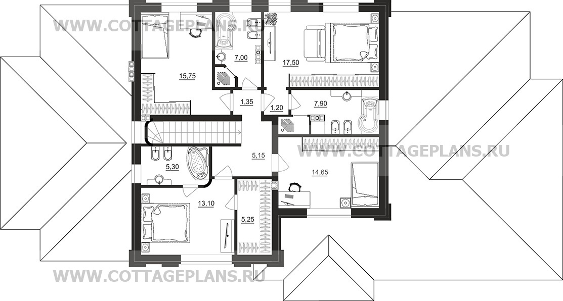 Поэтажные планы проект дома 105-41 общ. площадь 353,40 м2