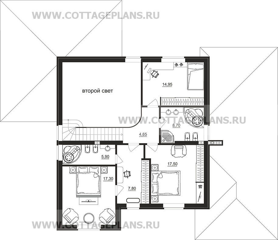 Поэтажные планы проект дома 95-18 общ. площадь 233,60 м2