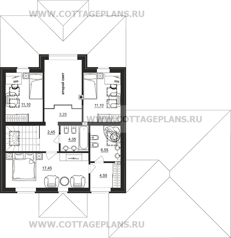 Поэтажные планы проект дома 200-11 общ. площадь 184,10 м2
