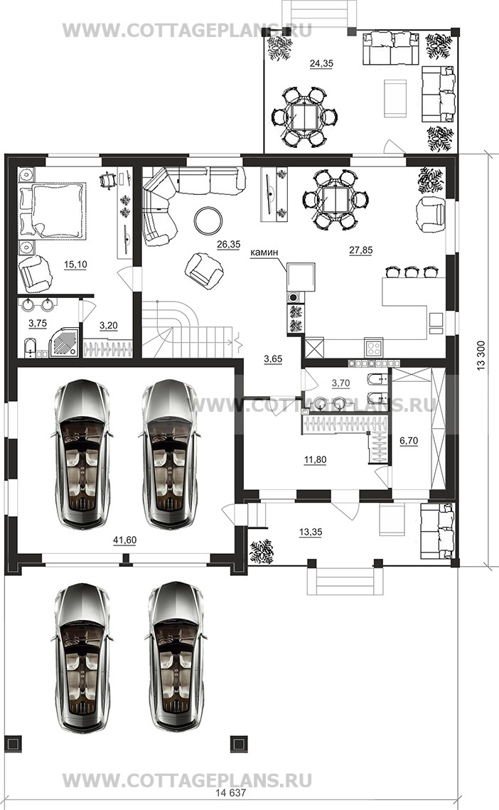 Поэтажные планы проект дома 93-04 общ. площадь 349,80 м2