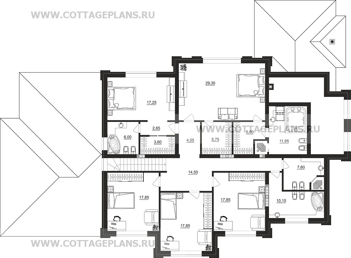 Поэтажные планы проект дома 205-10 общ. площадь 572,45 м2