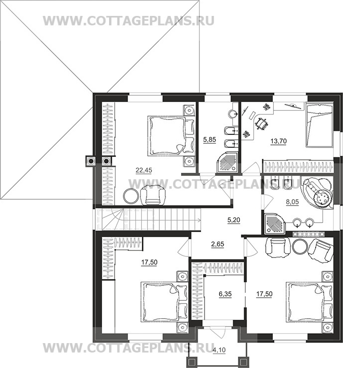 Поэтажные планы проект дома 95-22 общ. площадь 205,05 м2
