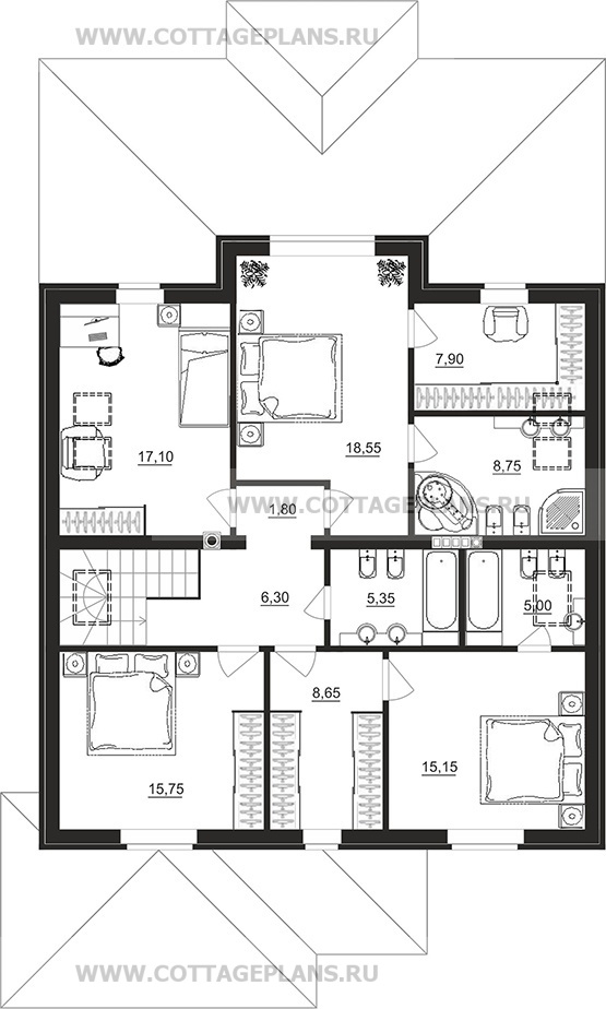 Поэтажные планы проект дома 106-26 общ. площадь 224,00 м2