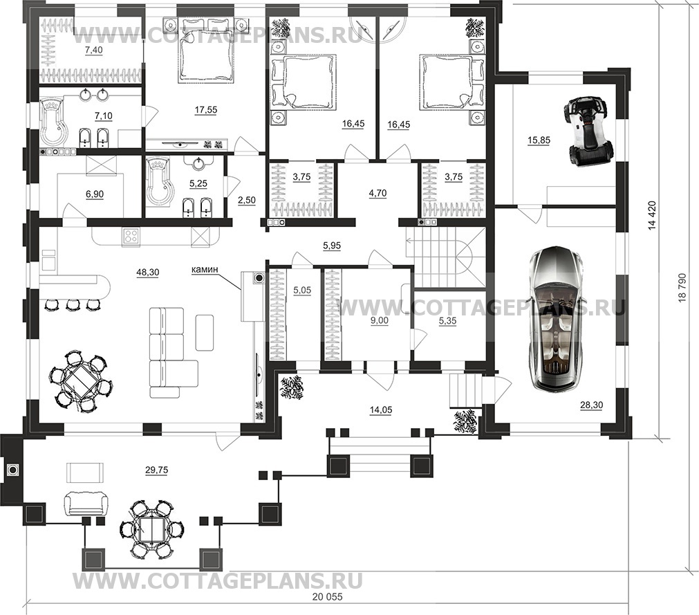 Поэтажные планы проект дома 91-88 общ. площадь 377,20 м2