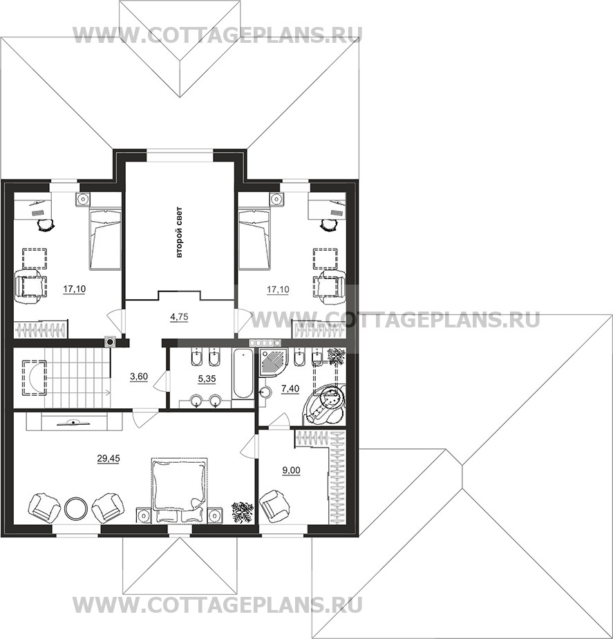 Поэтажные планы проект дома 100-13 общ. площадь 258,10 м2