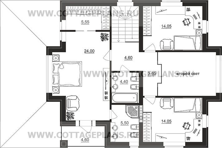 Поэтажные планы проект дома 96-65 общ. площадь 267,40 м2