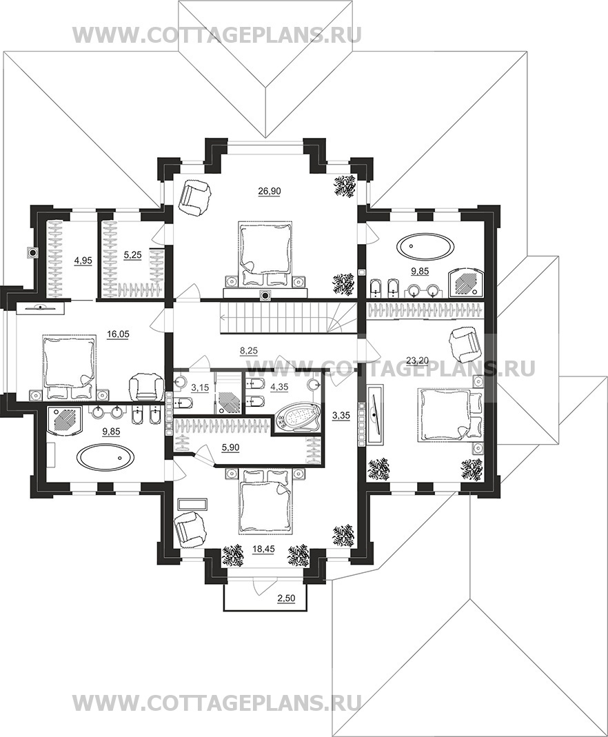 Поэтажные планы проект дома 103-17 общ. площадь 448,70 м2
