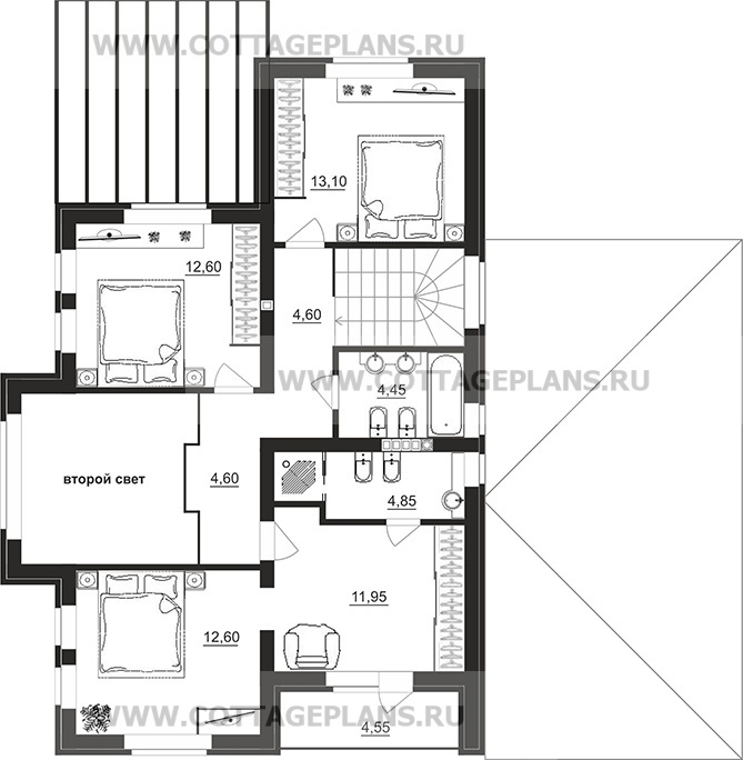 Поэтажные планы проект дома 97-61 общ. площадь 186,60 м2