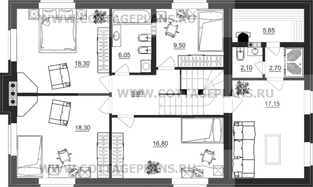 Поэтажные планы проект дома 14-68 общ. площадь 254,06 м2