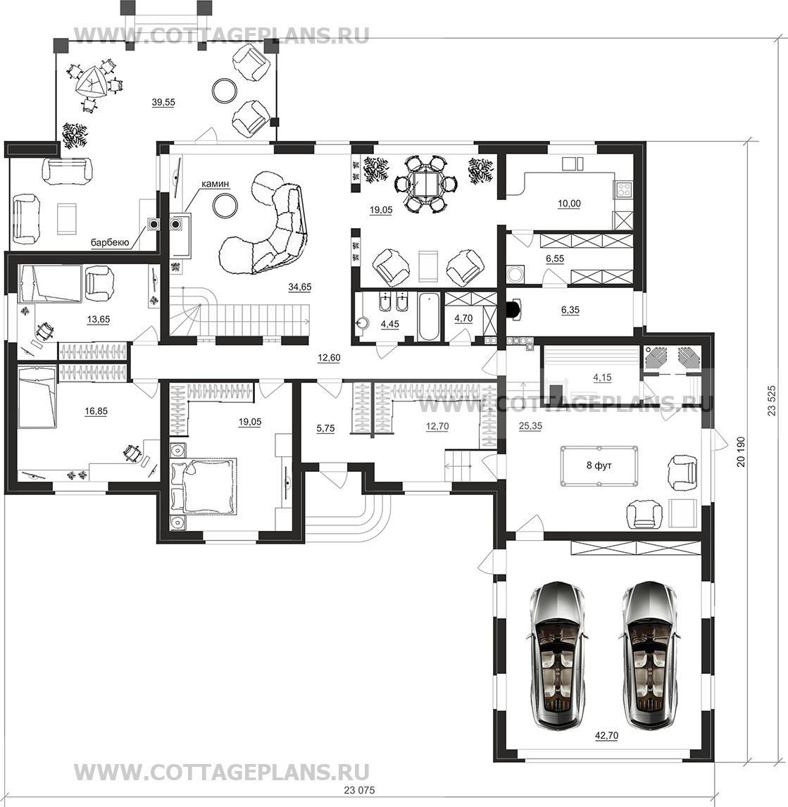 Поэтажные планы проект дома 95-36 общ. площадь 348,55 м2