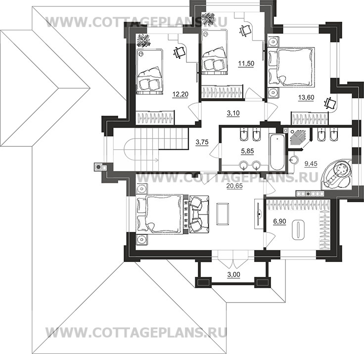 Поэтажные планы проект дома 102-03 общ. площадь 208,30 м2