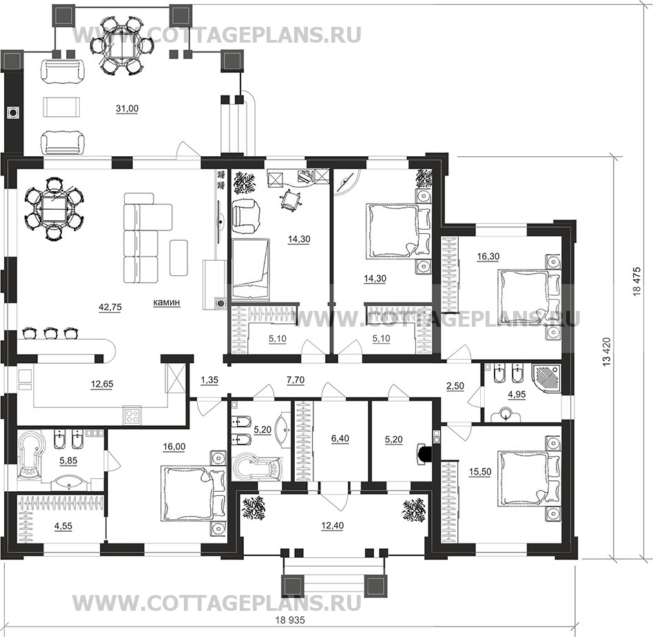 Поэтажные планы проект дома 702-46 общ. площадь 184,15 м2